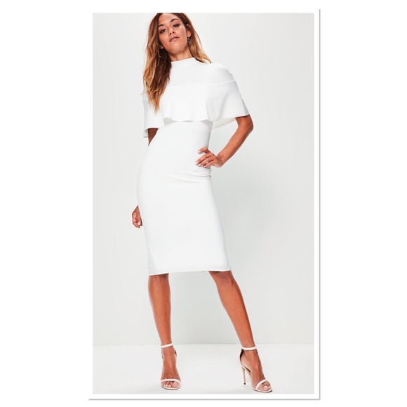 white cape midi dress
